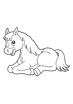 Coloriage d'un Cheval Couché