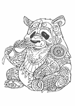 Coloriage Adulte - Panda Assis Qui Mange Un Bambou