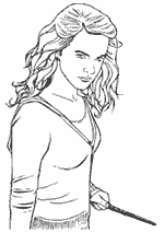 Coloriage Harry Potter - Hermione Granger Avec Sa Baguette Magique