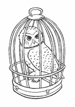 Coloriage Harry Potter - La Chouette Hedwige Dans Sa Cage