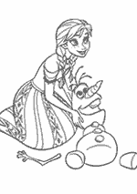 Coloriage La Reine Des Neiges - Anna Avec Olaf Le Bonhomme De Neige