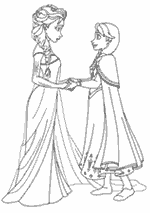 Coloriage La Reine Des Neiges - Anna Et Elsa Qui Se Donnent La Main