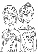 Coloriage La Reine Des Neiges - Portrait Des Princesses Anna Et Elsa