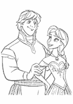 Coloriage La Reine Des Neiges - Kristoff Et Anna