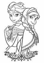 Coloriage La Reine Des Neiges - Portrait De Elsa Et Anna