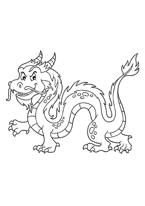 Coloriage d'un Dragon Chinois qui Marche