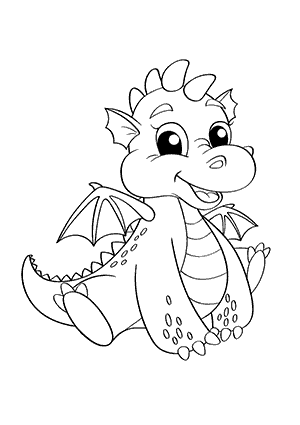 Coloriage d'un Dragon Assis