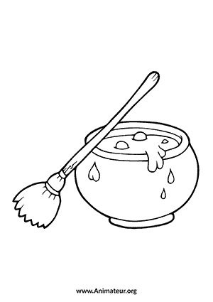 Coloriage de Chaudron avec un Balai