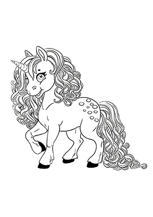 Coloriage d'une Licorne avec une Longue Crinière