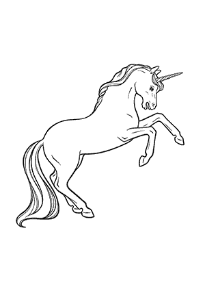 Coloriage de Licorne de Profil qui Lève les Pattes