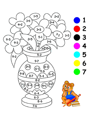 Coloriage Magique d'un Pot avec des Fleurs