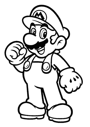 Coloriage Mario debout avec un poing levé
