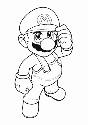 Coloriage Mario qui remet sa casquette