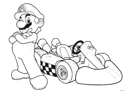 Coloriage Mario avec kart
