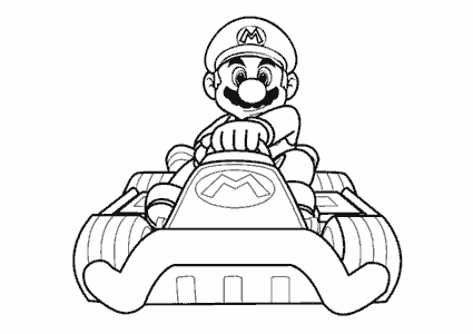 Coloriage Mario dans un kart