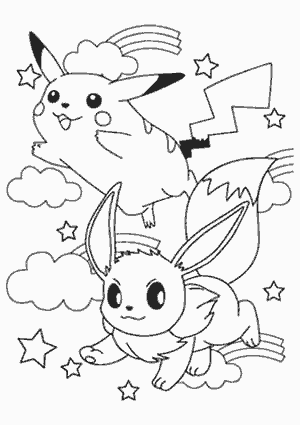 Pokémon Evoli avec Pikachu