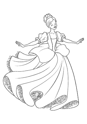Coloriage de Princesse avec une Robe qui Tourne