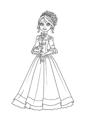 Coloriage de Princesse avec une Rose